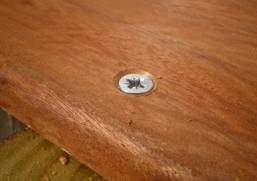 face view visible deck fastening screws